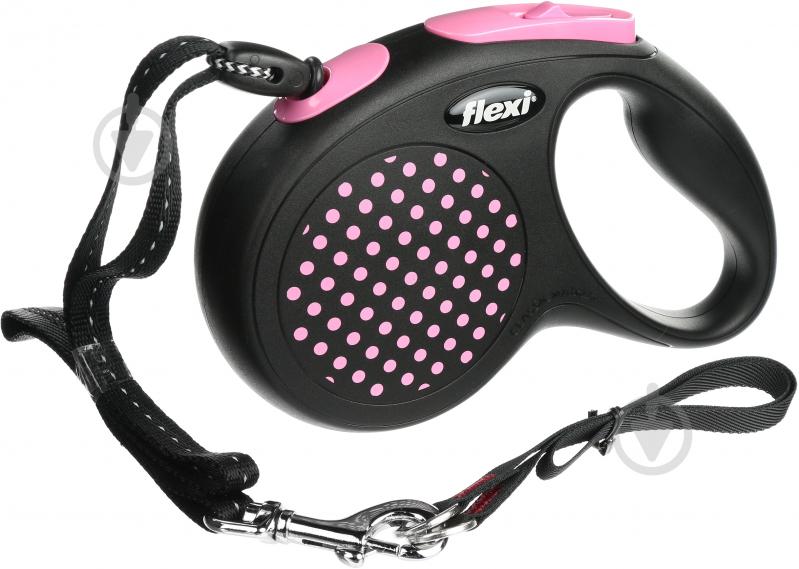 Поводок-рулетка Flexi Disign M черный с розовой вставкой до 20 кг 5 м - фото 1