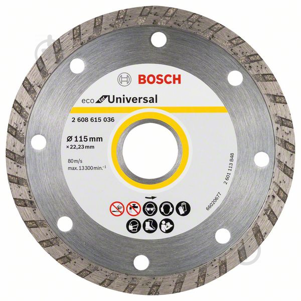 Диск алмазный отрезной Bosch ECO Universal Turbo 10 шт. 125x22,23 2608615046 - фото 1