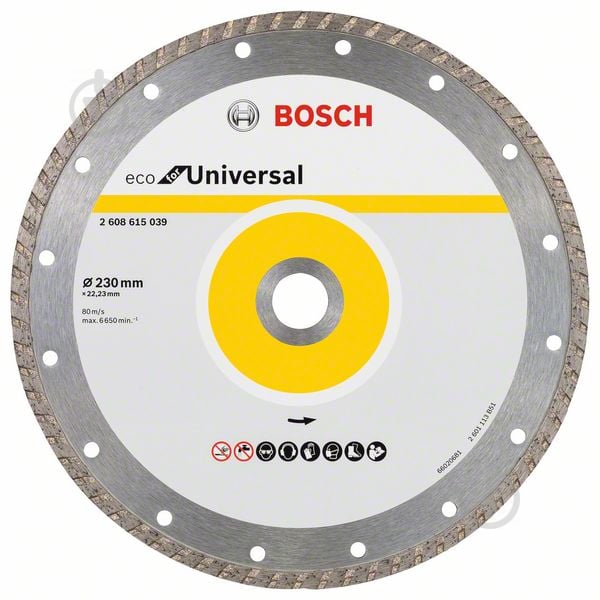 Диск алмазний відрізний Bosch ECO Universal Turbo 230x22,23 2608615048 - фото 1