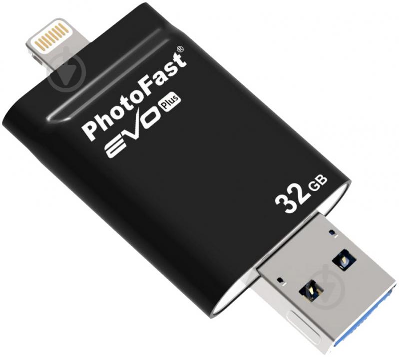 Флеш-память USB PhotoFast PhotoFast i-Flashdrive EVO Plus 16 ГБ USB 3.0LightningmicroUSB (OTG) black (EVOPLUS16GB) - фото 1