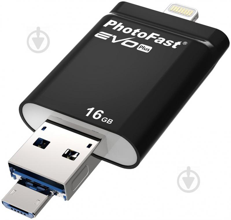 Флеш-пам'ять USB PhotoFast PhotoFast i-Flashdrive EVO Plus 16 ГБ USB 3.0LightningmicroUSB (OTG) black (EVOPLUS16GB) - фото 2