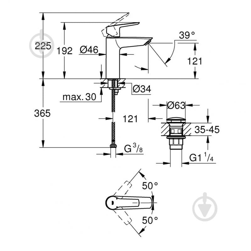 Змішувач Grohe Start M-розмір чорний 235752432 - фото 4