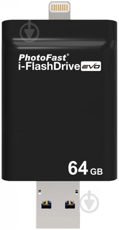 Флеш-пам'ять USB PhotoFast PhotoFast i-Flashdrive EVO Plus 64 ГБ USB 3.0LightningmicroUSB (OTG) black (EVOPLUS64GB) - фото 2