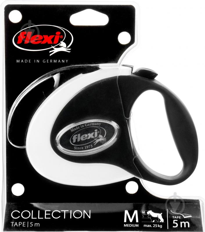 Поводок-рулетка Flexi Collection M черный с белым до 25 кг 5 м - фото 2 Поводок-рулетка Flexi Collection M черный с белым до 25 кг 5 м - фото 2