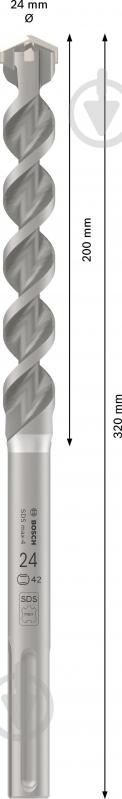 Бур Bosch 4 SDS-max 24x200 мм 320 мм 2608833963 - фото 2 Бур Bosch 4 SDS-max 24x200 мм 320 мм 2608833963 - фото 2