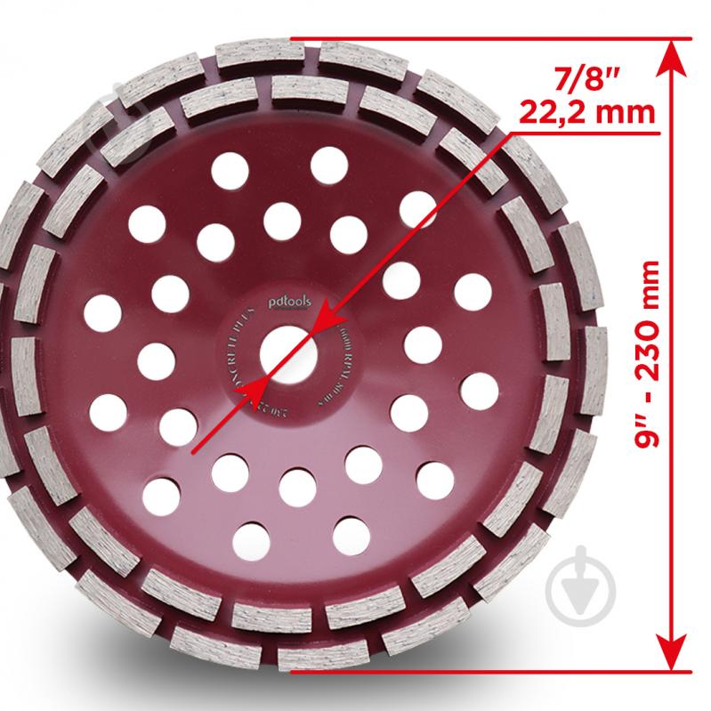Чашка алмазна дворядна PDT шліфувальна по бетону 12А2-45 65230ACRTP - фото 3