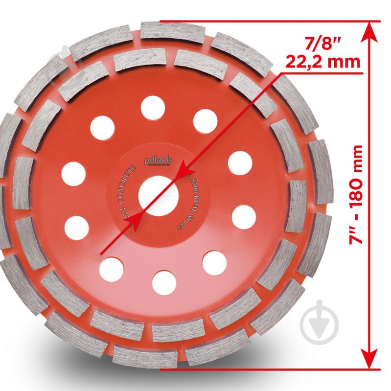 Чашка алмазная двухрядная PDT Шлифовальная по бетону CONCRETE 12А2-45 65181ACRT - фото 3