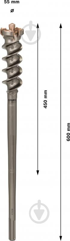 Бур Bosch 9 Break Through SDS-max 55x450 мм 600 мм 1.618.596.457 - фото 2 Бур Bosch 9 Break Through SDS-max 55x450 мм 600 мм 1.618.596.457 - фото 2