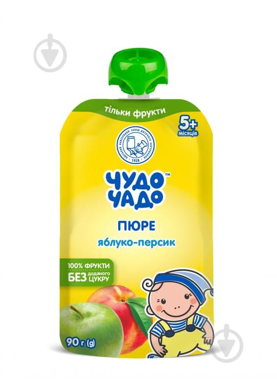 Пюре Чудо-Чадо Яблоко-персик с сахаром 90 г - фото 1