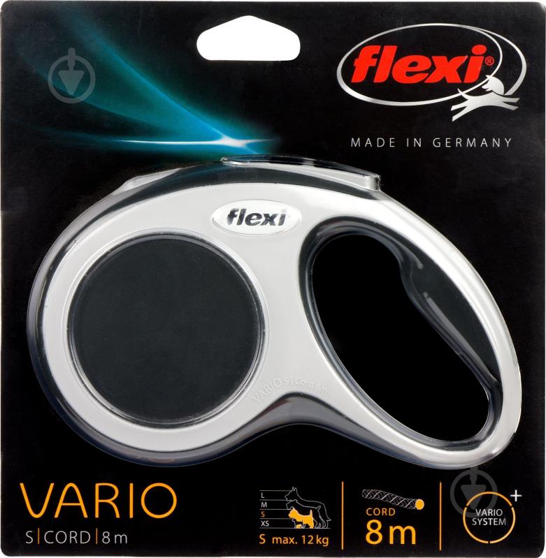 Повідець-рулетка Flexi Vario S чорний із сірими вставками до 12 кг 8 м - фото 2