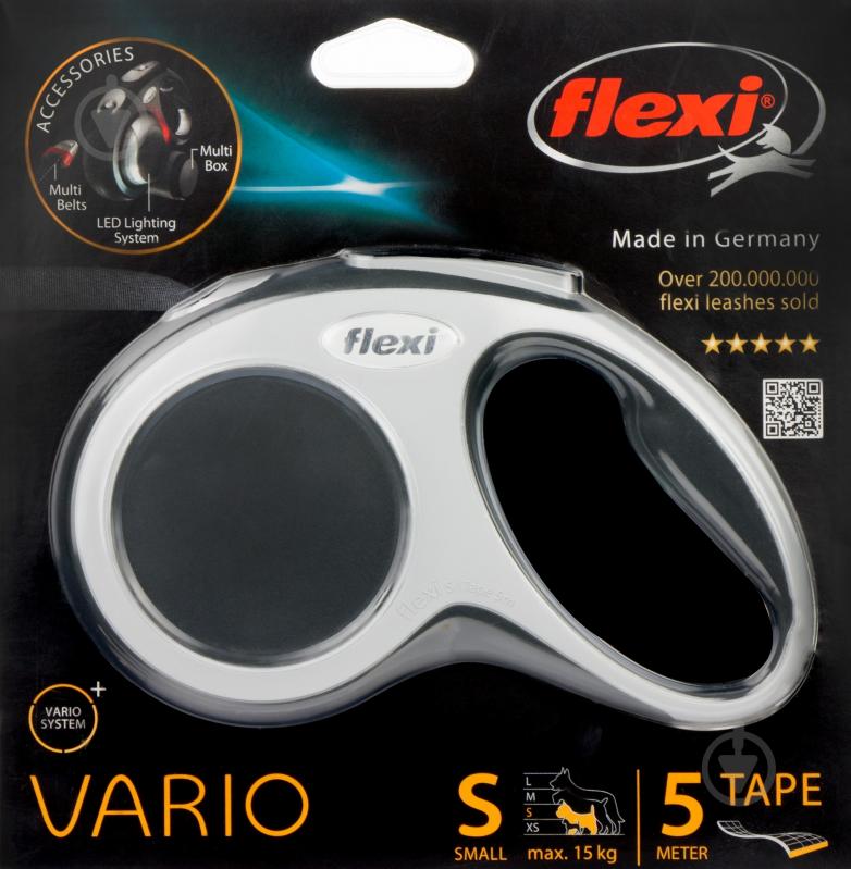 Повідець-рулетка Flexi Vario S чорний із сірими вставками до 15 кг 5 м - фото 2