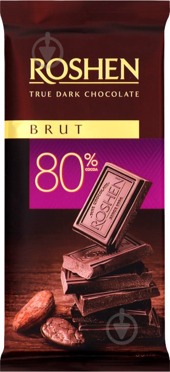 Шоколад Roshen чорний Brut 80% 85г - фото 1