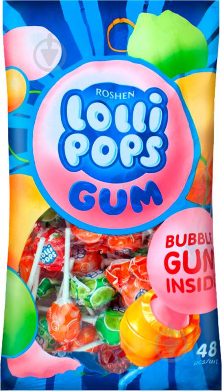 Цукерки Roshen фруктовий мікс 92 г (Lollipops GUM) - фото 1