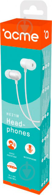 Навушники Acme HE-21W Earphones With Mic white - фото 5