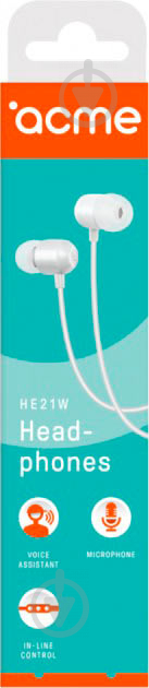 Навушники Acme HE-21W Earphones With Mic white - фото 7