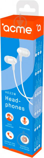 Навушники Acme HE-22W Earphones With Mic white - фото 6