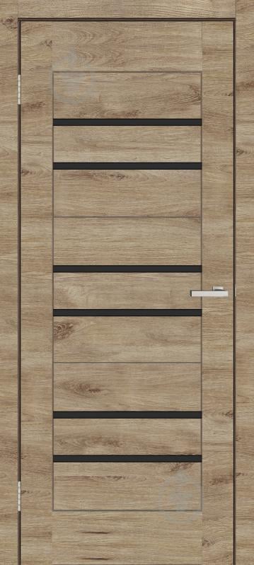 Блок дверной ОМиС BIT 06 ВG L ПО черное стекло 950 мм дуб леон - фото 1