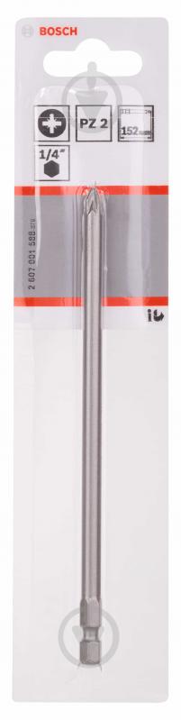 Біта Bosch Extra Hard 152 мм PZ2 Extra-Hart PZ2 x 152 мм 1 шт. 2607001588 - фото 2