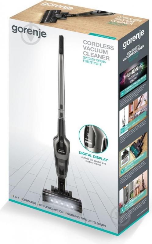 Пылесос аккумуляторный Gorenje SVC 252110 FSIIA black - фото 13 Пылесос аккумуляторный Gorenje SVC 252110 FSIIA black - фото 13