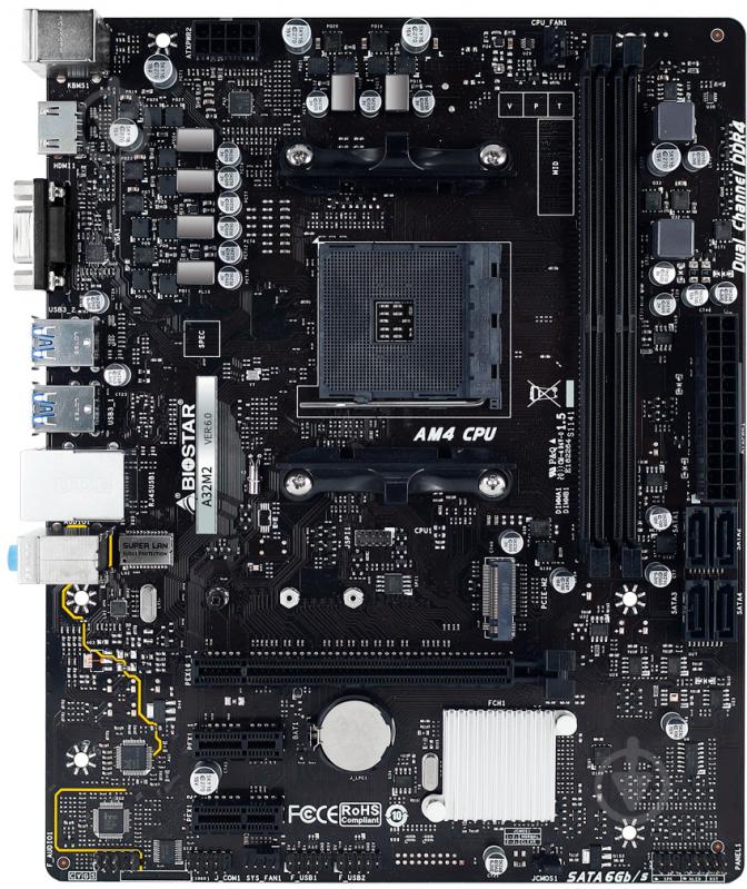 Материнська плата Biostar A32M2 (Socket AM4, AMD A320, mirco ATX) - фото 1