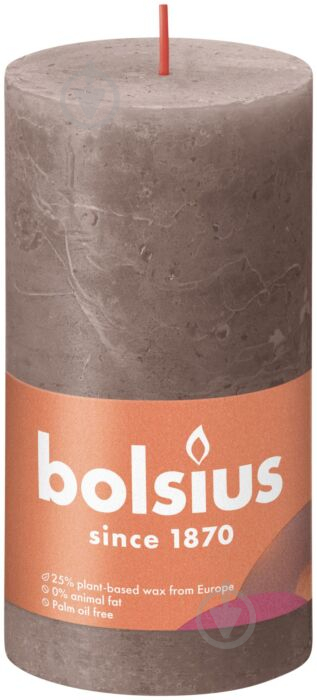 Свічка Рустік стовпчик SHINE 130/68 сірий Bolsius - фото 1