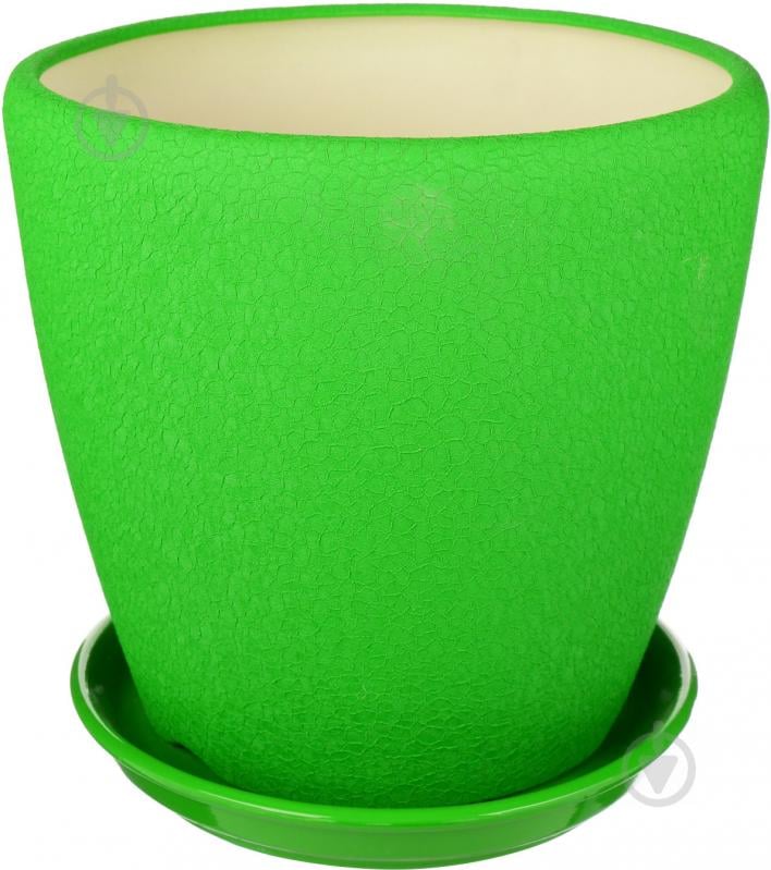 Горщик керамічний Оріана-Запоріжкераміка Грація №2 шовк зелений круглий 4,5 л зелений - фото 1