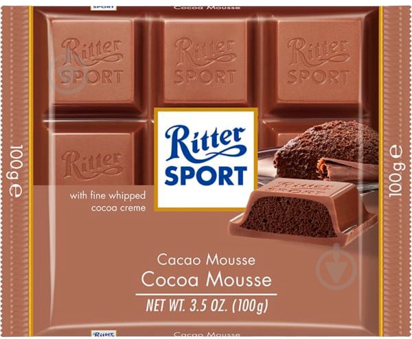 Молочний шоколад Ritter Sport молочний з начинкою какао-мусс (22292099) 100 г - фото 1