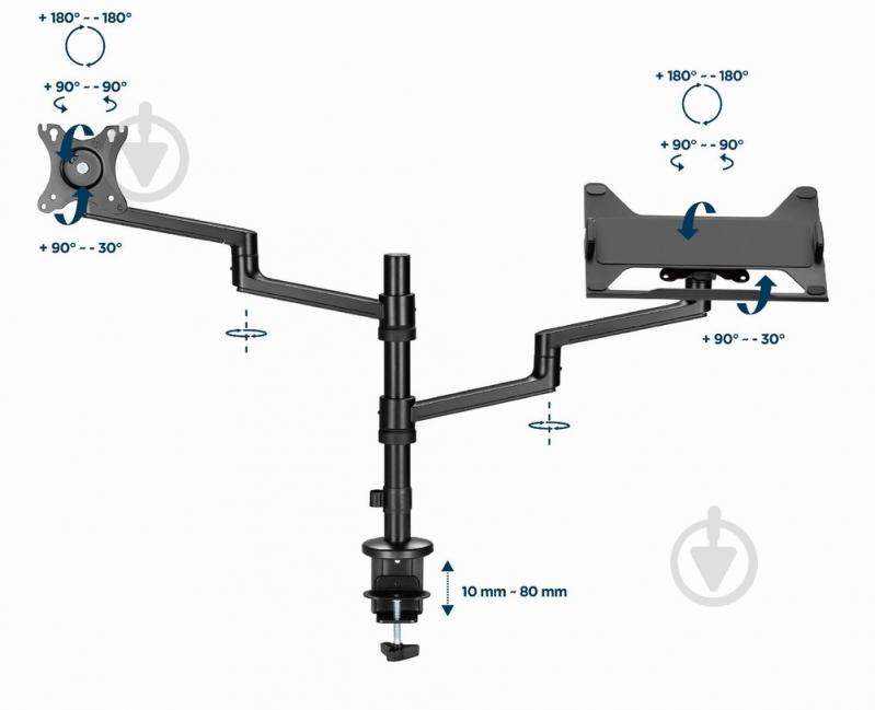 Кронштейн Gembird монітора та ноутбука (MA-DA-04) поворотно-похилі 17"-32" - фото 4