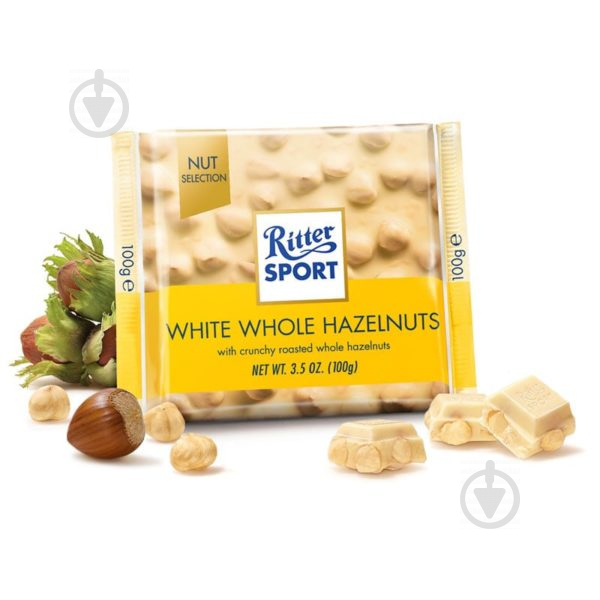 Шоколад Ritter Sport білий з цільними лісовими горіхами (22292104) 150 г - фото 1