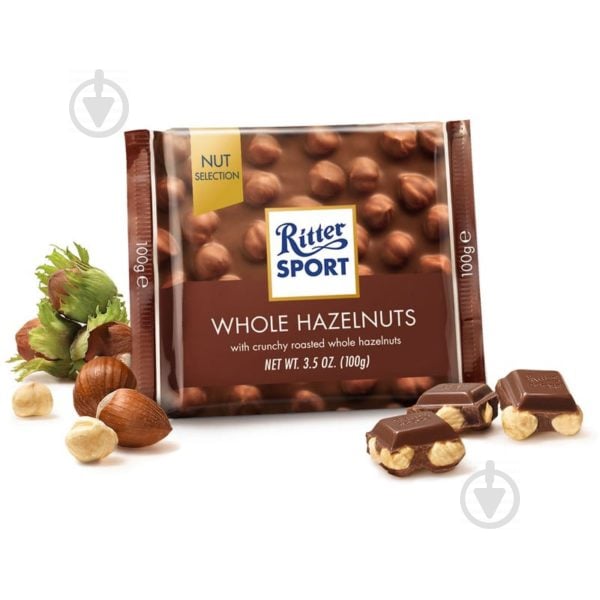 Шоколад Ritter Sport молочний з цільними лісовими горіхами (22292106) 150 г - фото 1