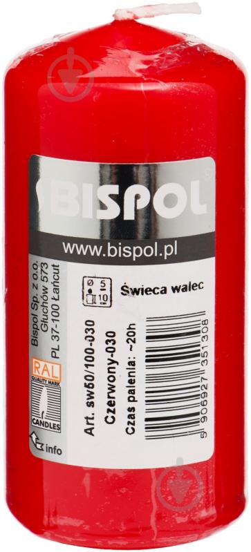 Свеча Цилиндрическая 50/100-030 красная Bispol - фото 2