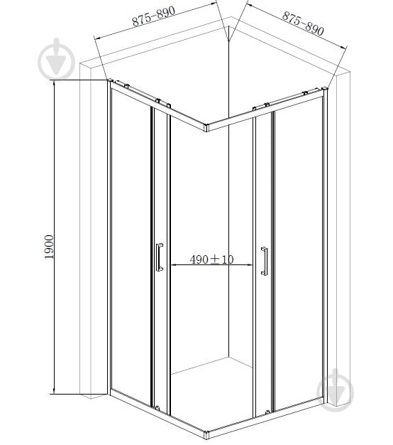 Душевое ограждение BERN 900x900x1900 прозрачное стекло MXOB0633CR - фото 3