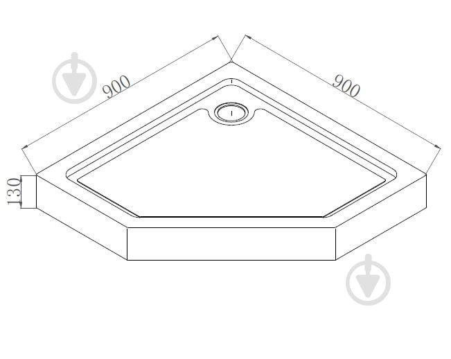 Поддон душевой Mixxen пятиугольный 90x90x13 MXOB0699 - фото 2