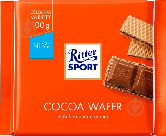 Шоколад Ritter Sport молочный с начинкой какао и вафли (22292230) 100 г - фото 1