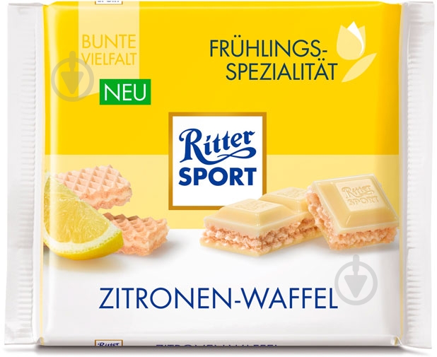 Шоколад Ritter Sport белый с начинкой лимона и вафли (22292234) 100 г - фото 2