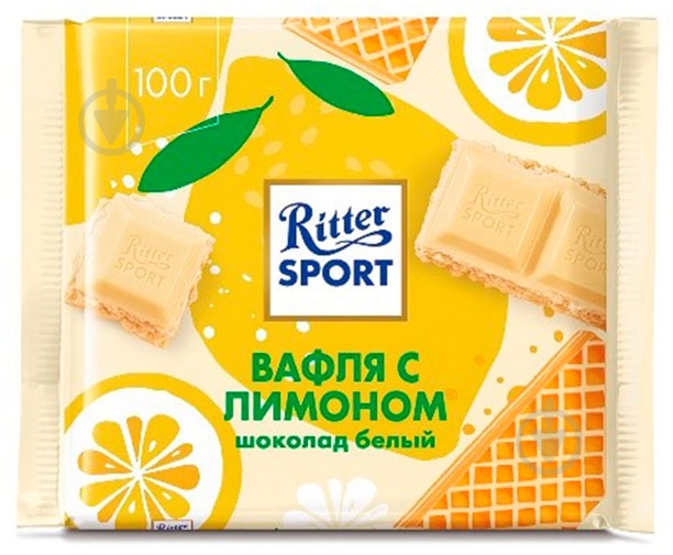 Шоколад Ritter Sport белый с начинкой лимона и вафли (22292234) 100 г - фото 1