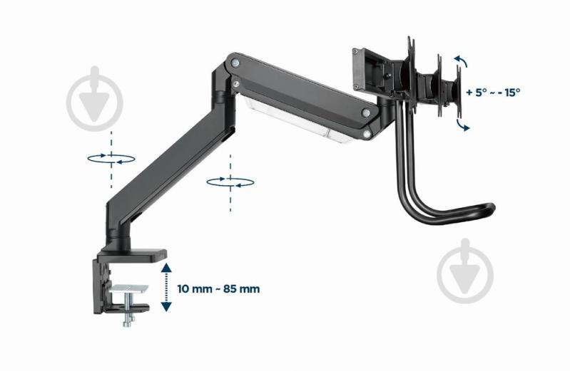 Кріплення для монітора Gembird для 3 моніторів 17-27" (1-6 кг) MA-DA3-03 поворотно-похилі 17"-27" чорний - фото 8