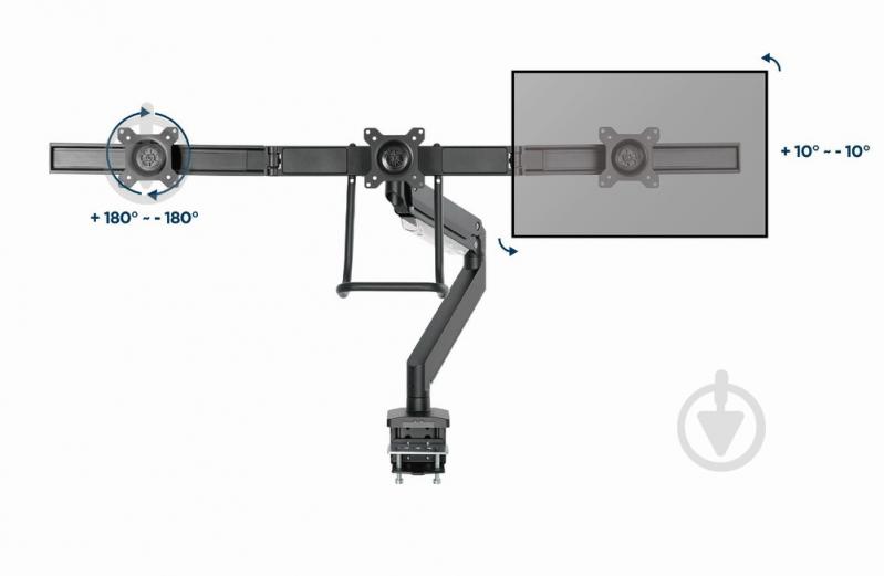 Кріплення для монітора Gembird для 3 моніторів 17-27" (1-6 кг) MA-DA3-03 поворотно-похилі 17"-27" чорний - фото 9