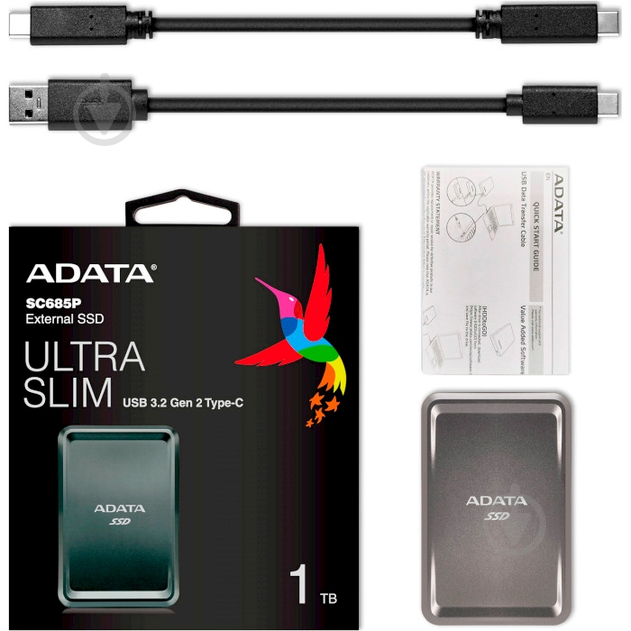 SSD-накопитель ADATA SC685P Titanium 1000GB USB Type-C (ASC685P-1TU32G2-CTI) - фото 6