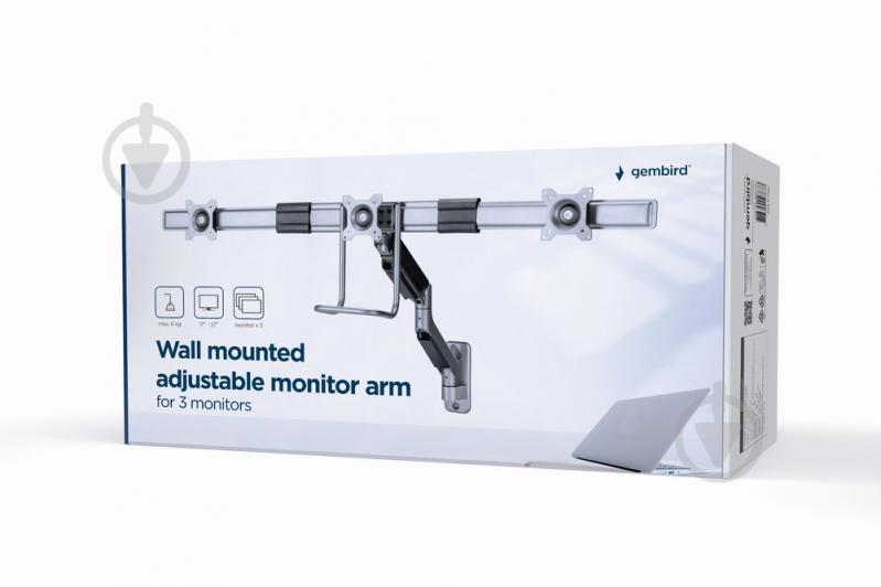 Крепление для монитора Gembird для 3 мониторов 17-27" (до 6 кг) MA-WA3-01 поворотно-наклонные 17"-27" серебряный - фото 8