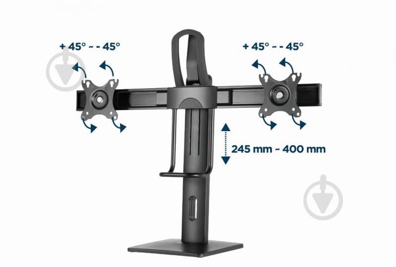 Кріплення для монітора Gembird 2 моніторів 17-27" (до 6 кг) MS-D2-01 поворотно-похилі 17"-27" чорний - фото 11