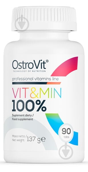 Вітамінно-мінеральний комплекс Ostrovit 100% Vit&Min 90 шт./уп. - фото 1