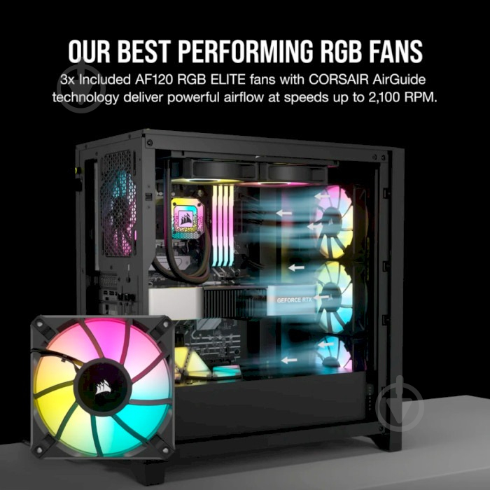 Корпус Corsair iCUE 4000D RGB AirFlow Tempered Glass Black (CC-9011240-WW) без БЖ - фото 8