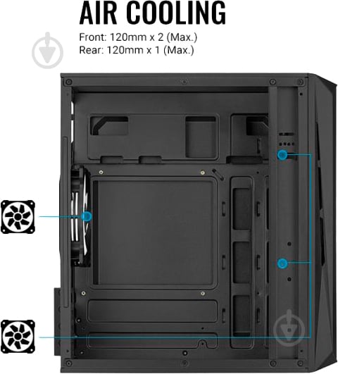 Корпус AeroCool CS-107-A-BK-v2 (ACCS-PC14032.11) Black + БП VX Plus 500 500W - фото 17