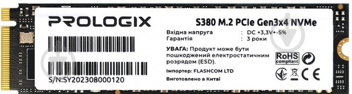 SSD-накопитель PrologiX S380 256GB M.2 PCI Express 3.0 x4 TLC (PRO256GS380) - фото 1