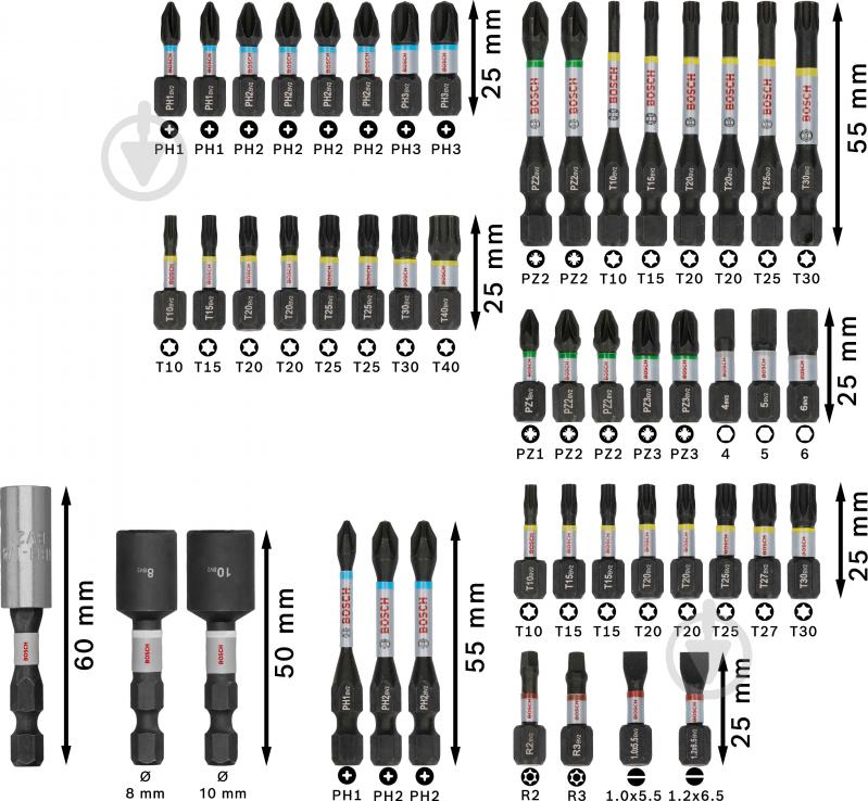 Набор бит Bosch PRO Impact Set с держателем 2608521U89 - фото 2