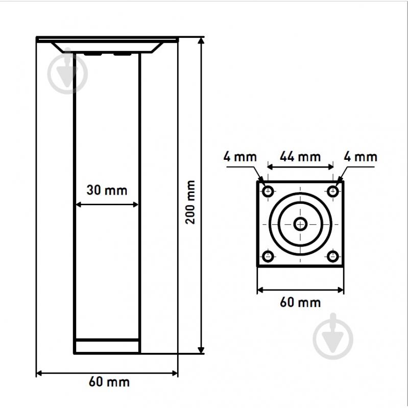 Мебельная ножка Larvij L61R20BL30 круглая d30x200 мм черная - фото 2