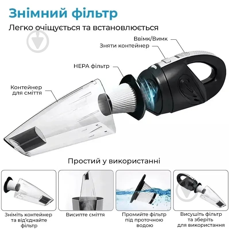 Пылесос автомобильный Inspire R-6053 черный - фото 7