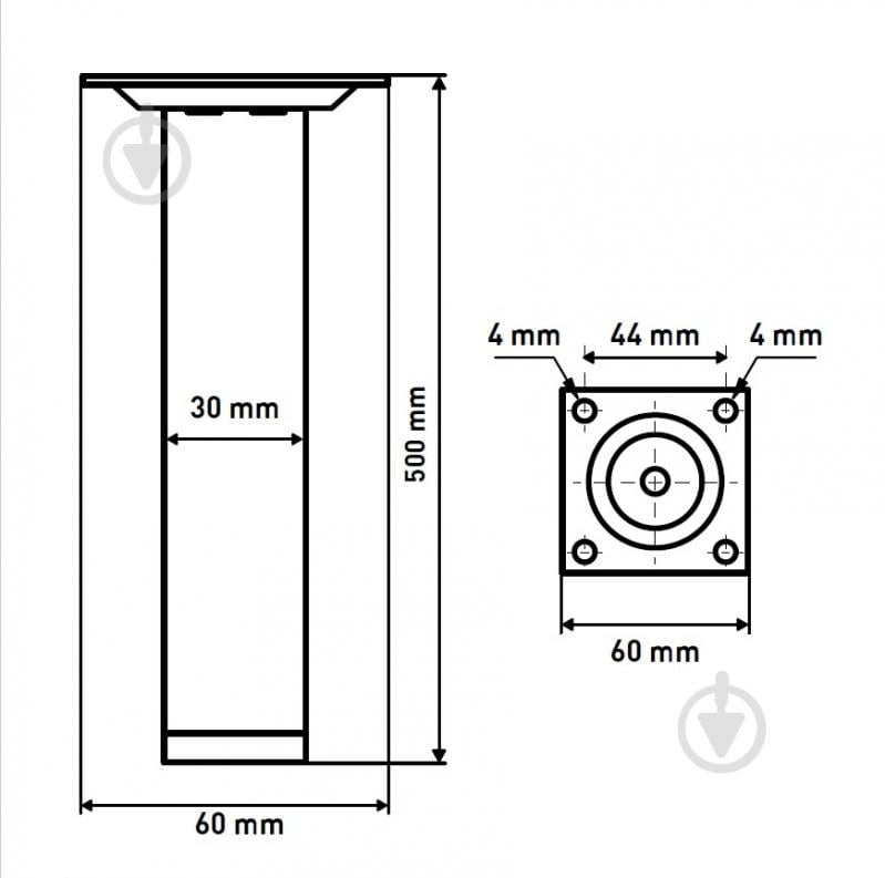 Мебельная ножка Larvij L61R50CH30 круглая d30x500 мм хромированная - фото 2 Мебельная ножка Larvij L61R50CH30 круглая d30x500 мм хромированная - фото 2