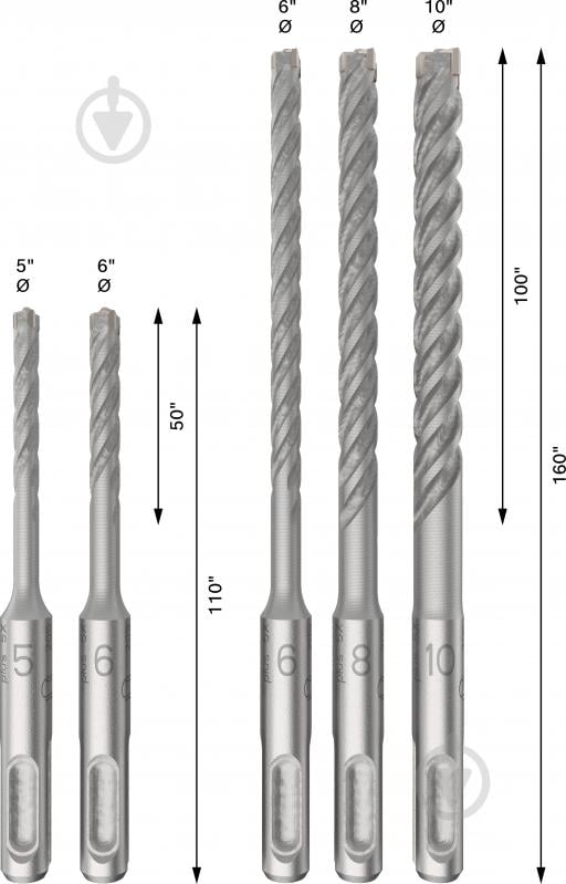 Набор буров Bosch 5X SDS-plus 5x110 мм 5 шт. 2.608.833.910 - фото 3